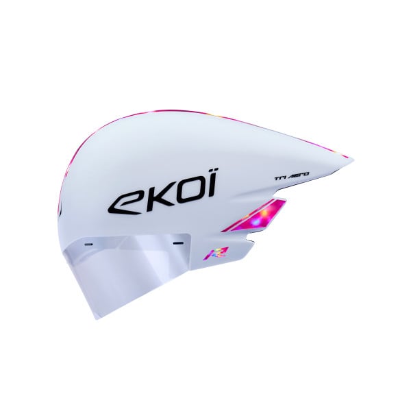 Photo Casque EKOI Racing TRI AERO LTD Blanc Holo Rose