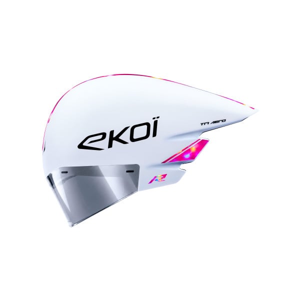 Photo Casque EKOI Racing TRI AERO LTD Blanc Holo Rose