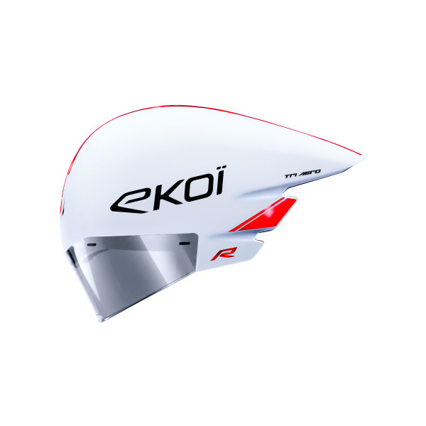 Photo Casque EKOI Racing TRI AERO LTD Blanc Holo Rouge