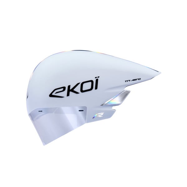 Photo Casque EKOI Racing TRI AERO LTD Blanc Holo Silver