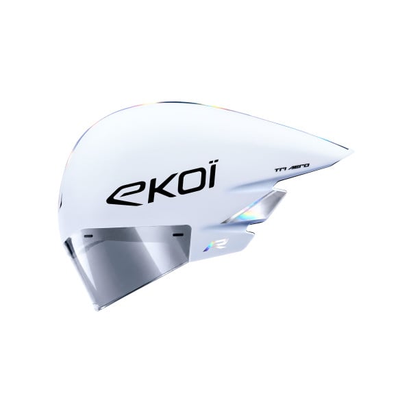 Photo Casque EKOI Racing TRI AERO LTD Blanc Holo Silver