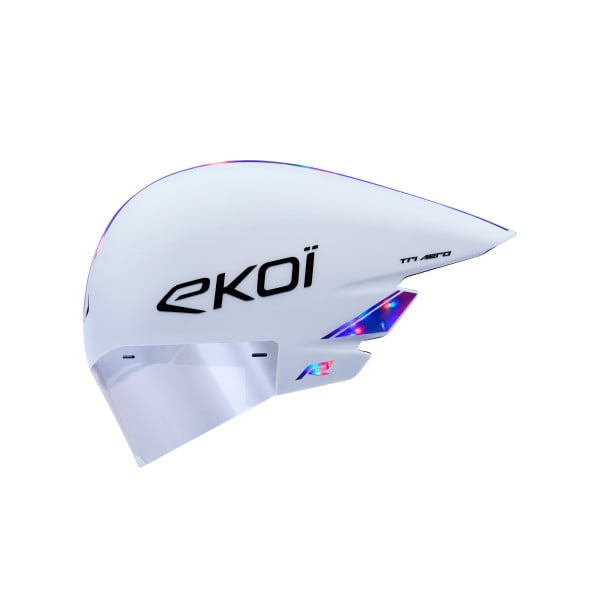 Photo Casque EKOI Racing TRI AERO LTD Blanc Holo Violet