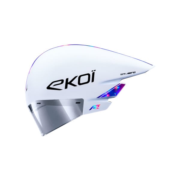 Photo Casque EKOI Racing TRI AERO LTD Blanc Holo Violet