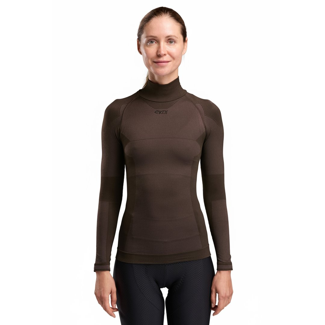 Jersey interior mujer invierno EKOI Perf THERMO Cuello alto Moka