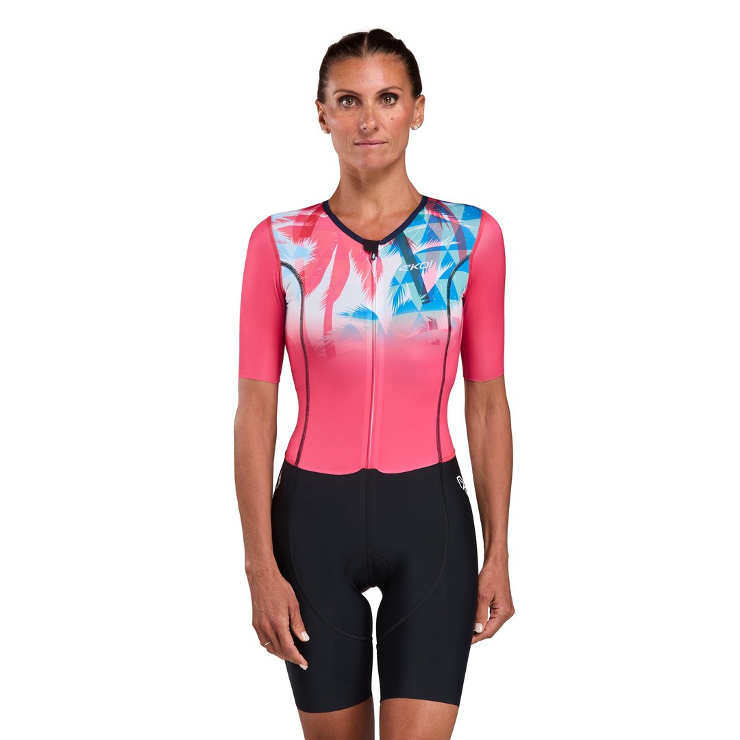 Damen Triathlon Einteiler Kurzarm - Atmungsaktiver Radanzug Für Wettkämpfe