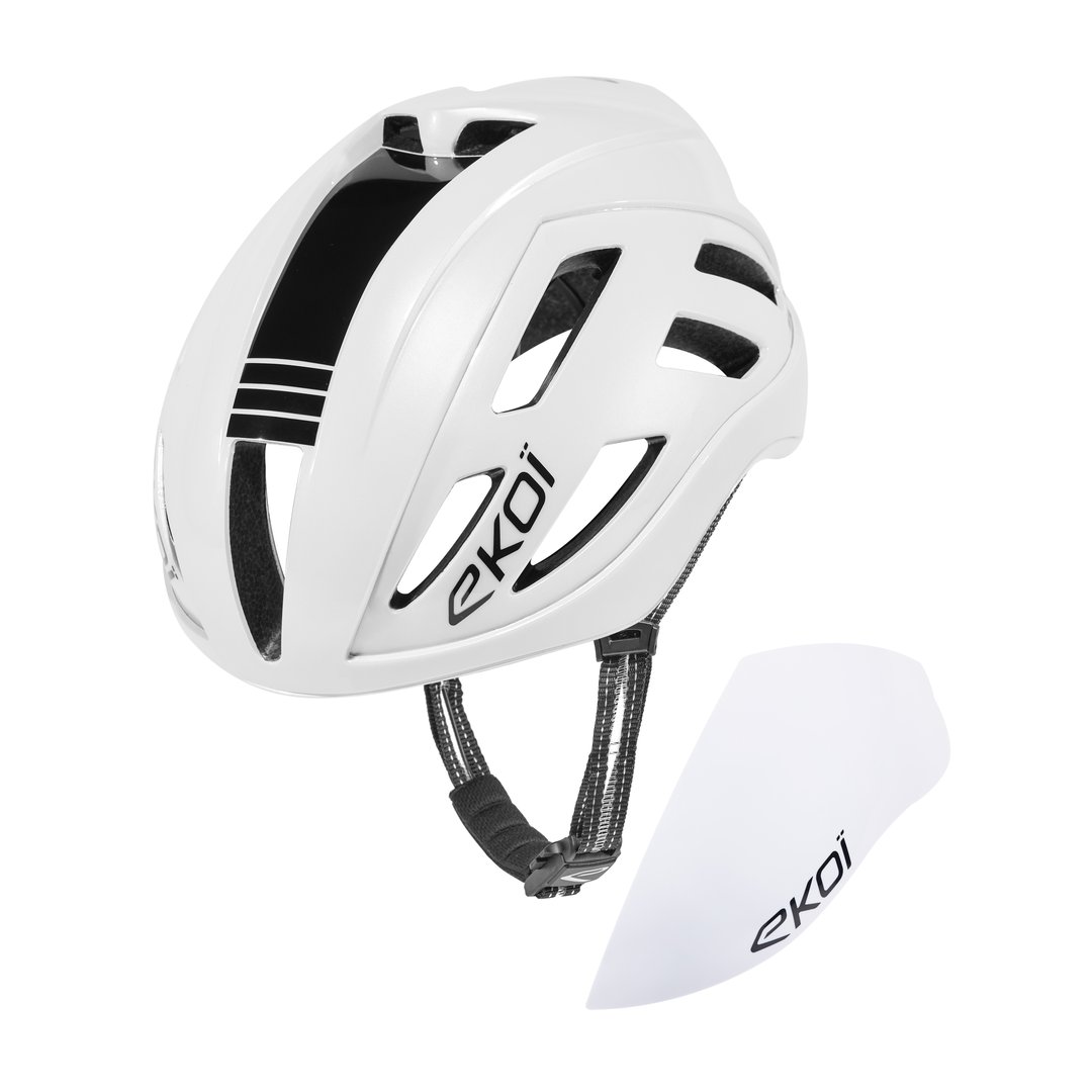 Bicycle Helmets Ekoi Mtb EKOI Perf AERO15 White Aero Helmet