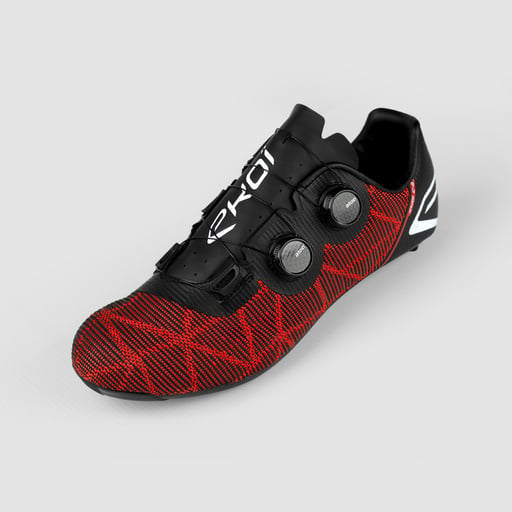Chaussures route EKOI C4 Full Real Carbon Rouge