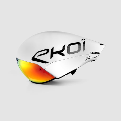 Chrono helmet EKOI VELOCE LTD Minard White Revo red Cat3