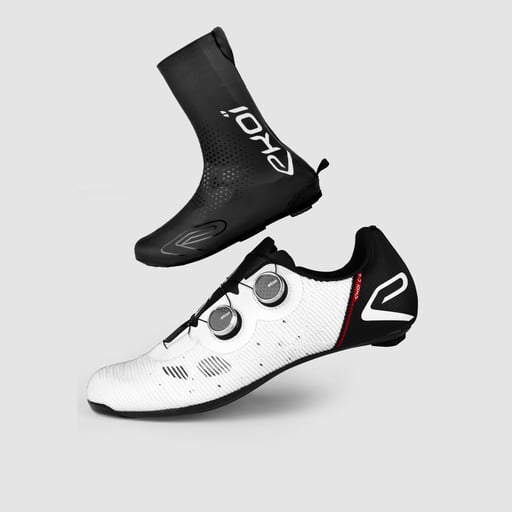 Pack Protection Chaussures route EKOI C4 Full Real Carbon Blanc Noir