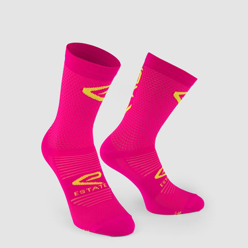 EKOI ESTATE  Cycling Socks  Pink Neon Yellow 14 CM