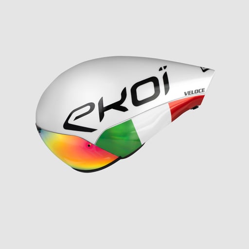 EKOI VELOCE Limited Edition White aero helmet with Italian national decals & revo red cat 3 screen