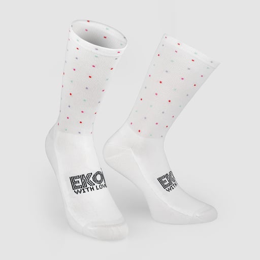 EKOI DOTS women's white cycling socks