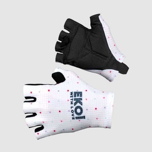 EKOI DOTS Women's WHITE cycling gloves