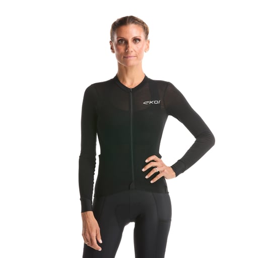 Damen-Langarmtrikot EKOI perf EXPLORE Schwarz