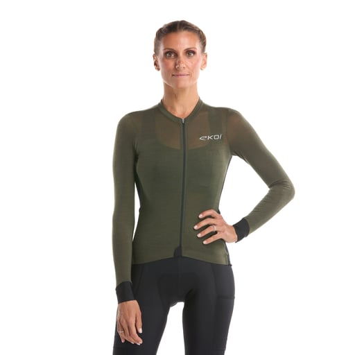 Langarmtrikot Damen EKOI perf EXPLORE Kaki