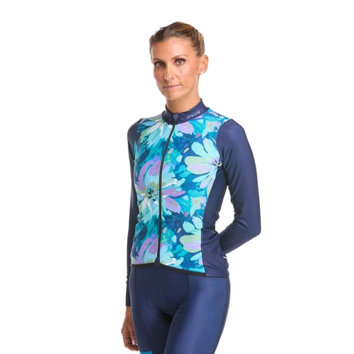 Damen Langarmtrikot EKOI Perf FLOWER Marineblau
