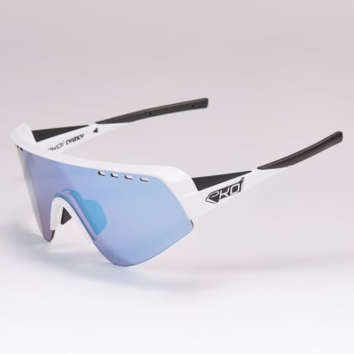 Lunettes EKOI Racing TWENTY Ltd Blanc mat HD Blue