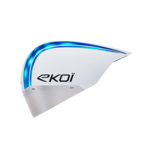 EKOIレーシングPURE AEROミラーCat2ホワイトホロブルーのヘルメット