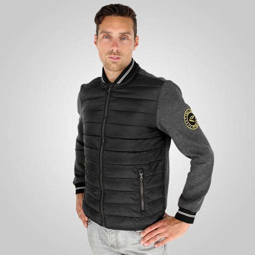Part-quilted EKOI Club Black bomber jacket