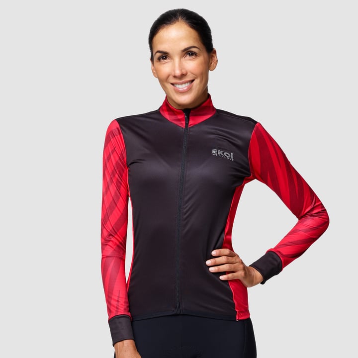MAILLOT MANCHES LONGUES FEMME EKOI SPORTY JUNGLE ROUGE