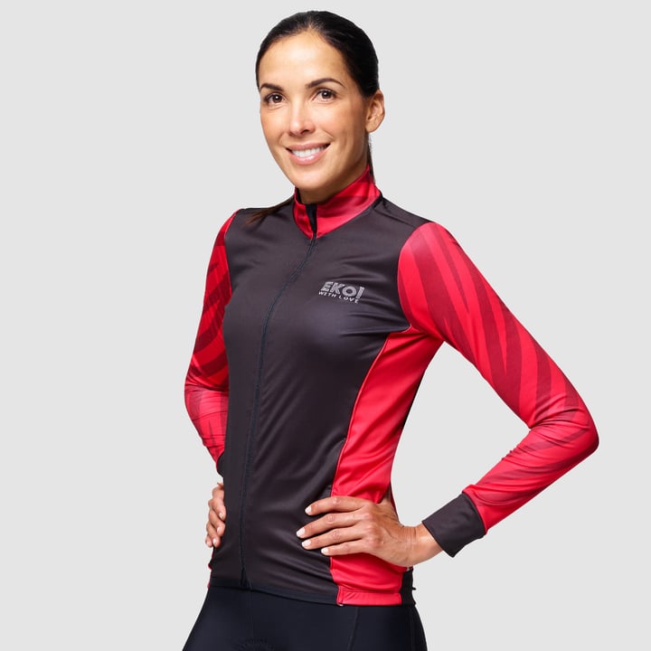 MAILLOT MANCHES LONGUES FEMME EKOI SPORTY JUNGLE ROUGE