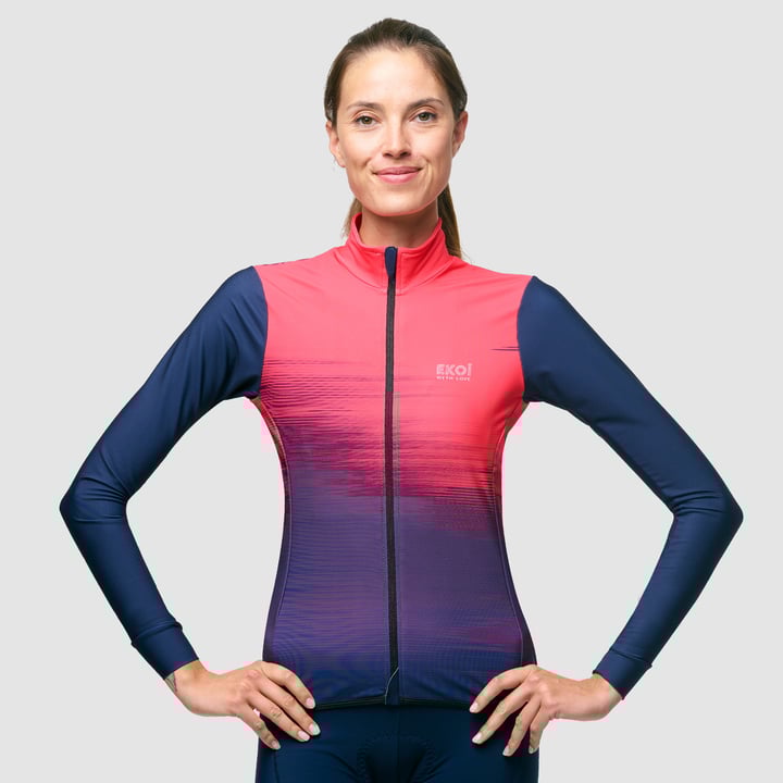 Maillot manches longues femme EKOI SHADOW LINES Rouge