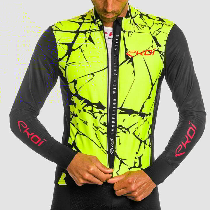 Maillot manches longues EKOI MARBRE Jaune fluo