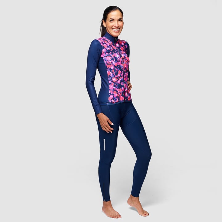 MAILLOT MANCHES LONGUES FEMME EKOI FLOWER POP MARINE