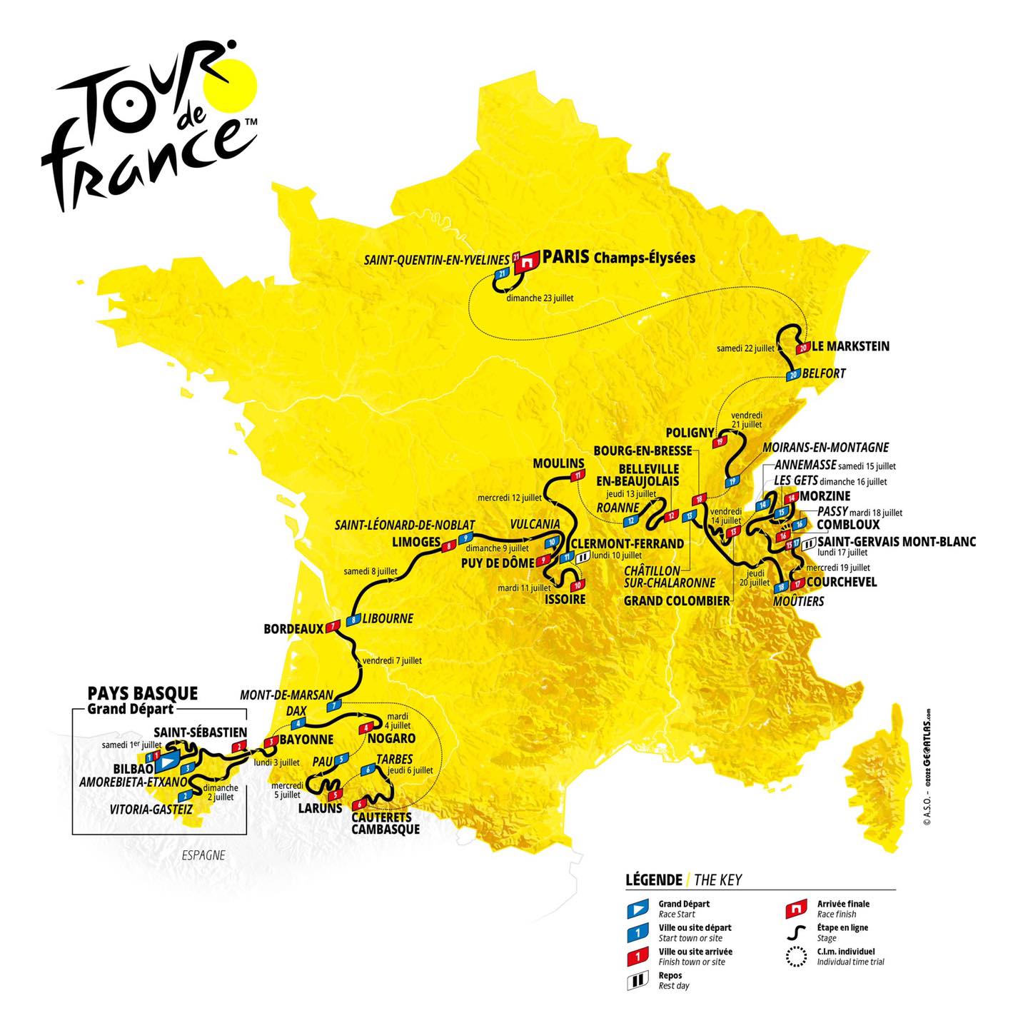 The route of the Tour de France 2023 revealed